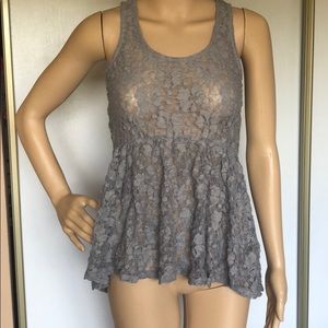 Mudd grey babydoll lace tank top. Small